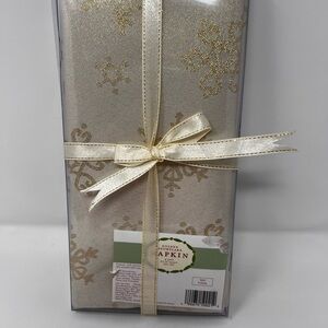 NEW OLD STOCK 2002 Target Brand 4 Pk Gold Snowflake Napkin Set 20" Sq  Vintage